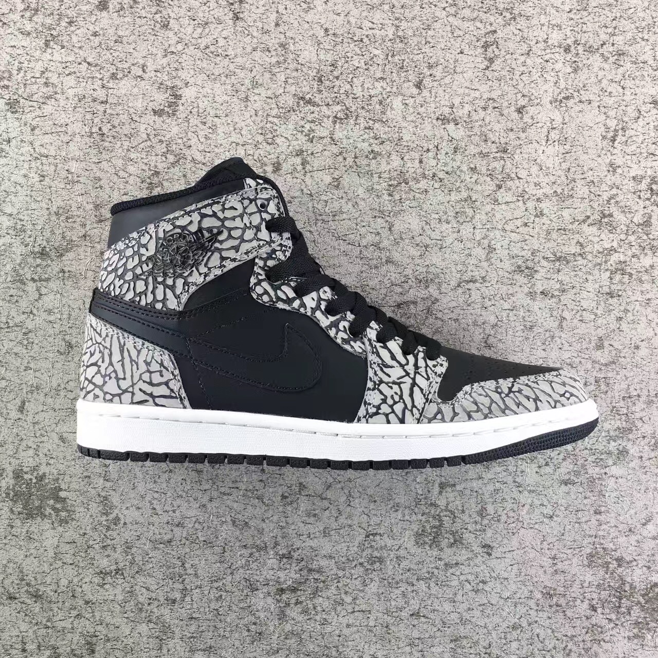 Authentic Air Jordan 1 Black Elephant Print