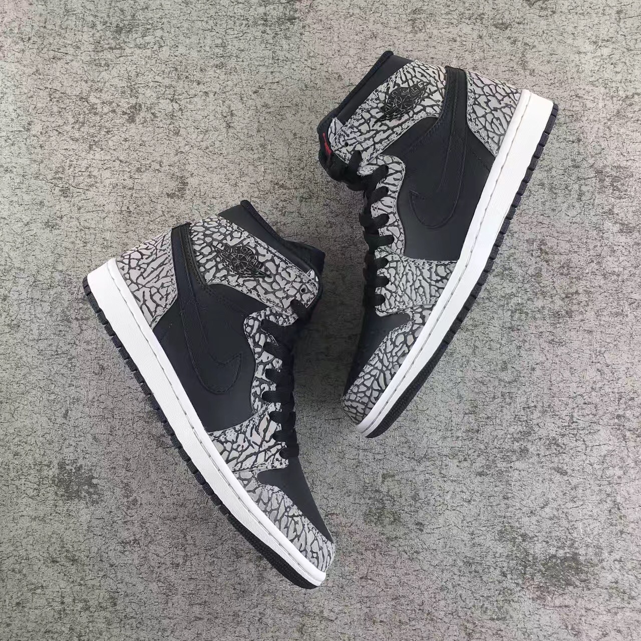 Authentic Air Jordan 1 Black Elephant Print