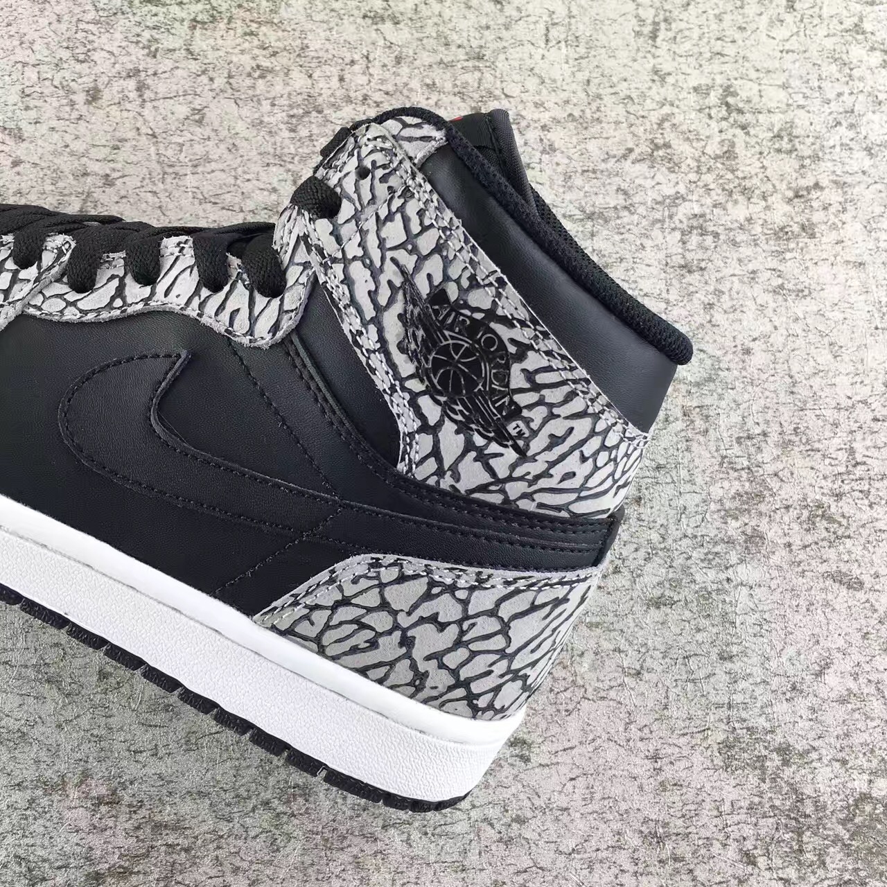 Authentic Air Jordan 1 Black Elephant Print