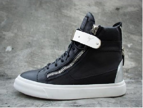 Giuseppe Zanotti Black London Mens Sneakers Double-Zip Bar For Men(with receipt)