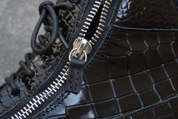 Giuseppe Zanotti Black patent leather Croc-embossed London Men′s High Top Shoes Black(with receipt)