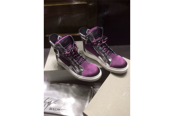 Giuseppe Zanotti Chain & Zipper Hi-Top Purple Men′s Sneaker(with receipt)