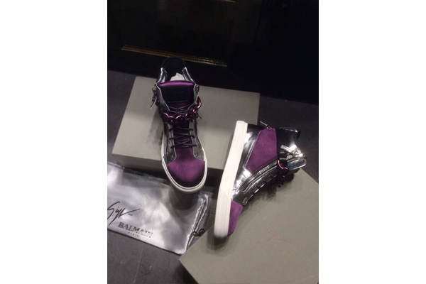 Giuseppe Zanotti Chain & Zipper Hi-Top Purple Men′s Sneaker(with receipt)