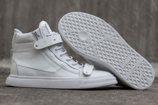 Giuseppe Zanotti Homme Metal Leather High Top Sneakers in White for Men(with receipt)