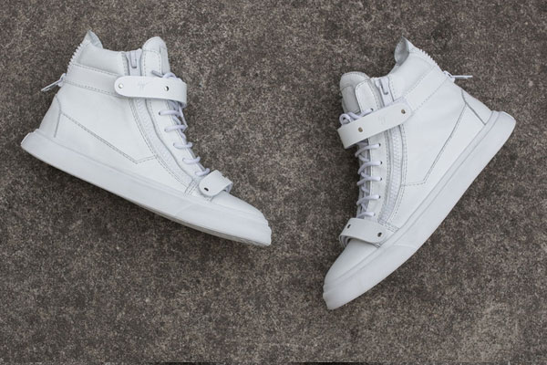 Giuseppe Zanotti Homme Metal Leather High Top Sneakers in White for Men(with receipt)