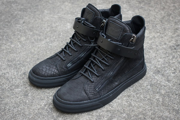 Giuseppe Zanotti Snake effect Mens High Top Sneakers Black with single strap(with receipt)