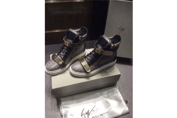 Giuseppe zanotti Reptile-Print Zip High-Top Sliver bar Men Sneaker(with receipt)