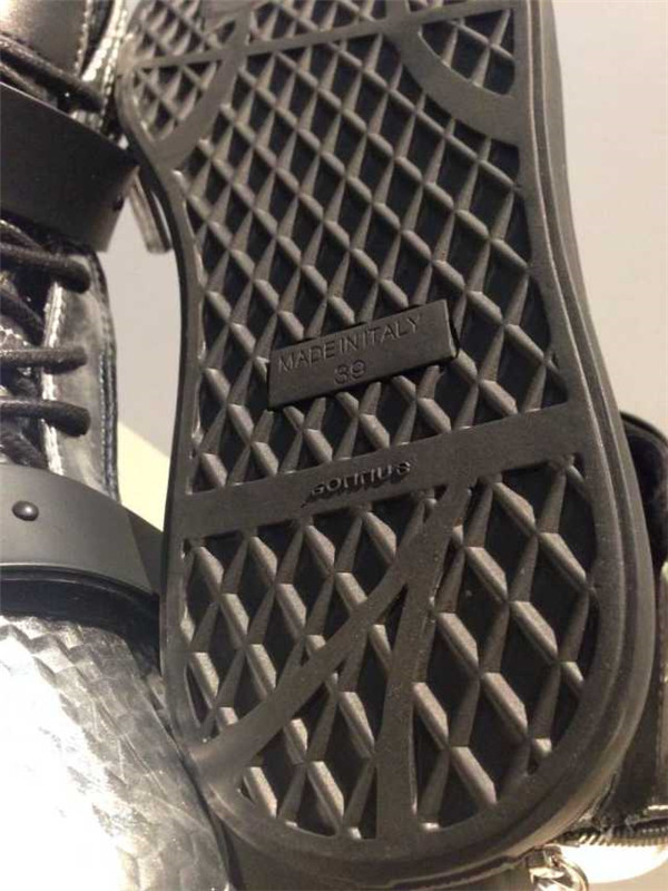 High End 2015 Mens Giuseppe Zanotti Silver Bevelled High-Top Sneakers On Sale(with receipt)