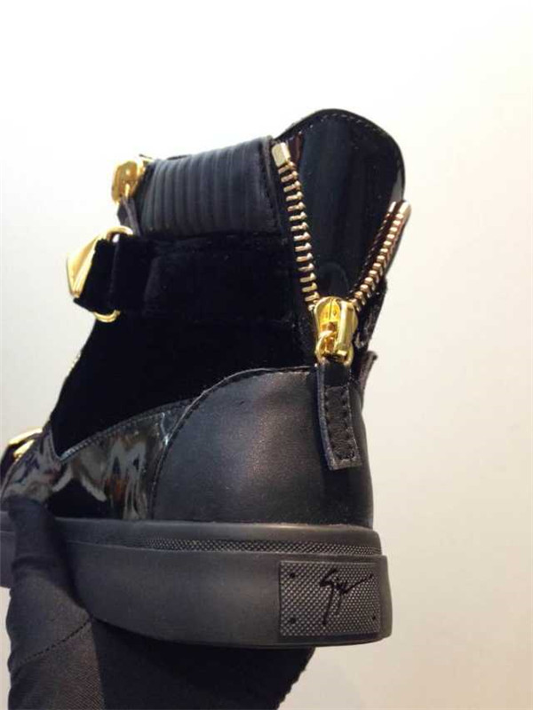 High End GIUSEPPE ZANOTTI Design pyramid studded black suede high top sneakers(with receipt)