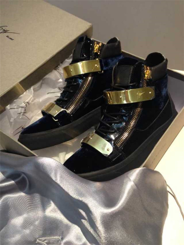 High End GIUSEPPE ZANOTTI Design zip detail blue suede high top sneakers(with receipt)