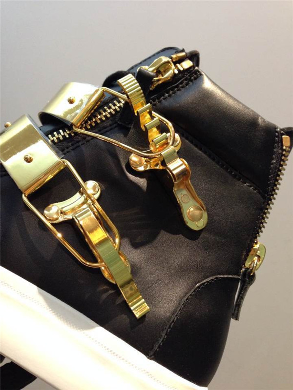 High End Giuseppe Zanotti Men′s Double Golden Ski-Buckle High-Top Sneaker Black(with receipt)