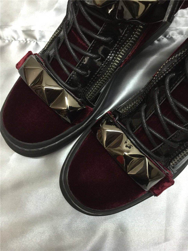 High End Giuseppe Zanotti Studded Strap Velvet Purple Suede High Top Sneakers(with receipt)