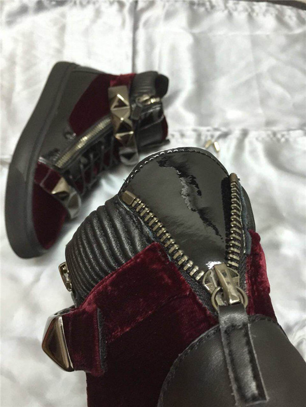 High End Giuseppe Zanotti Studded Strap Velvet Purple Suede High Top Sneakers(with receipt)