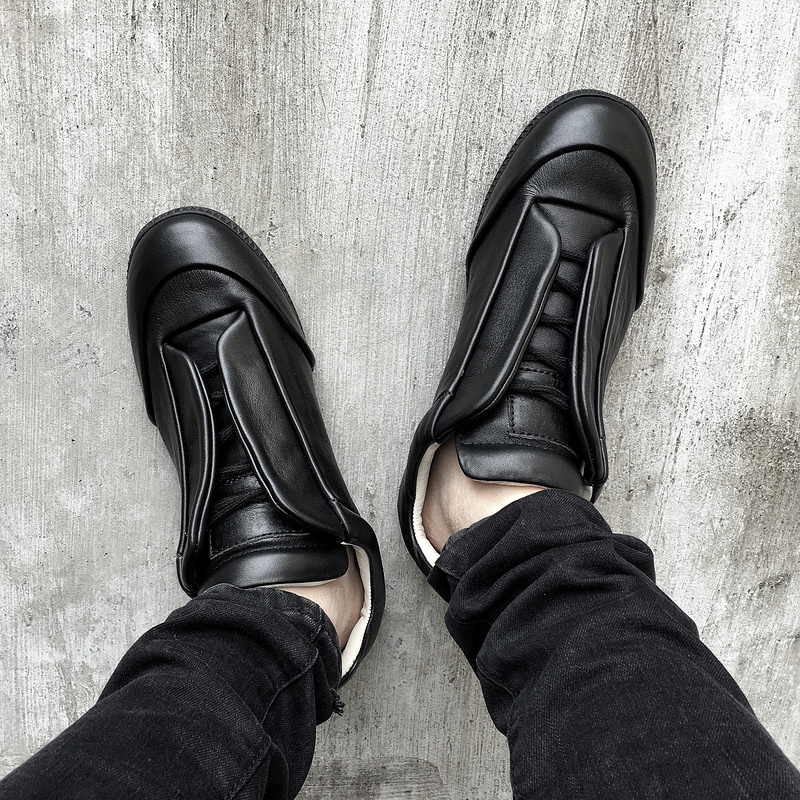 Maison Martin Margiela Black Leather Future Low-Top Sneakers