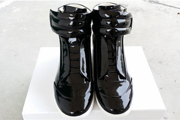 Maison Martin Margiela Black Patent Leather High-Top Sneaker for Men