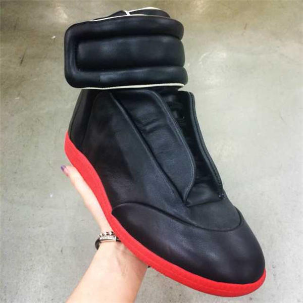 Maison Martin Margiela Future Leather Black red High Tops Sneaker