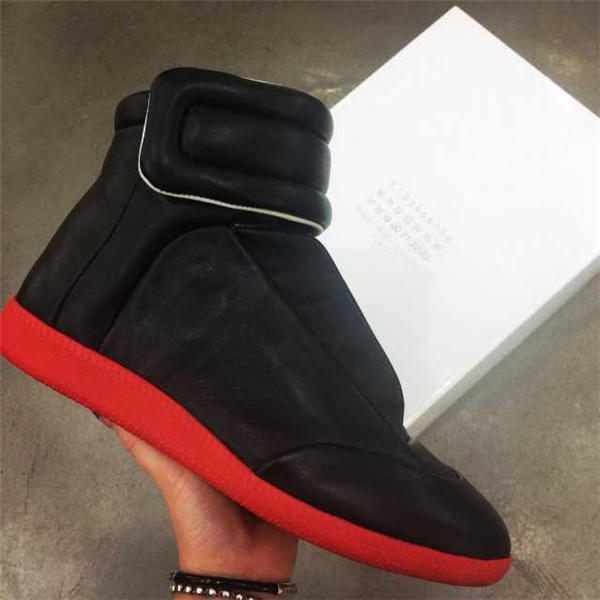 Maison Martin Margiela Future Leather Black red High Tops Sneaker