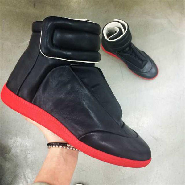 Maison Martin Margiela Future Leather Black red High Tops Sneaker