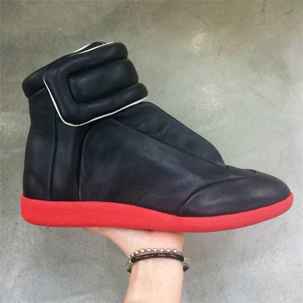 Maison Martin Margiela Future Leather Black red High Tops Sneaker