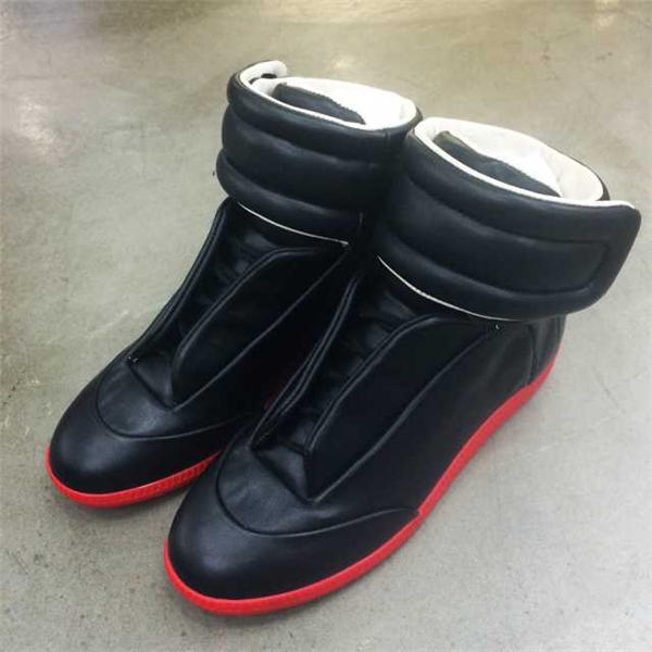 Maison Martin Margiela Future Leather Black red High Tops Sneaker