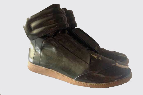 Maison Martin Margiela Grey Green Patent Leather High Top Sneakers