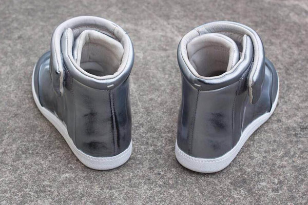 Maison Martin Margiela Line 22 Future Metallic Polyurethane High Top Sneakers in Silver