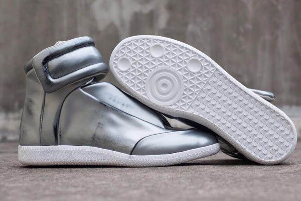 Maison Martin Margiela Line 22 Future Metallic Polyurethane High Top Sneakers in Silver