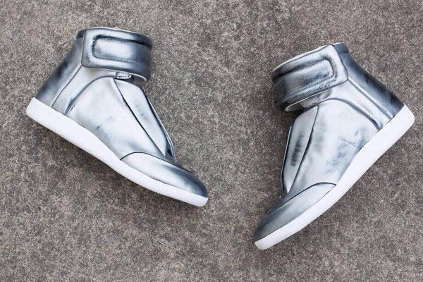 Maison Martin Margiela Line 22 Future Metallic Polyurethane High Top Sneakers in Silver