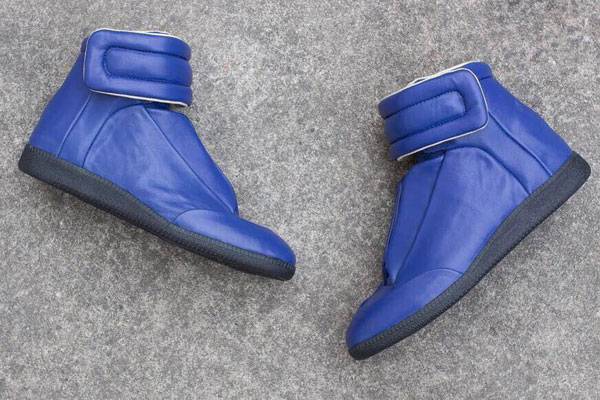 Maison Martin Margiela Line 22 High Top Velcro Leather Sneaker Blue