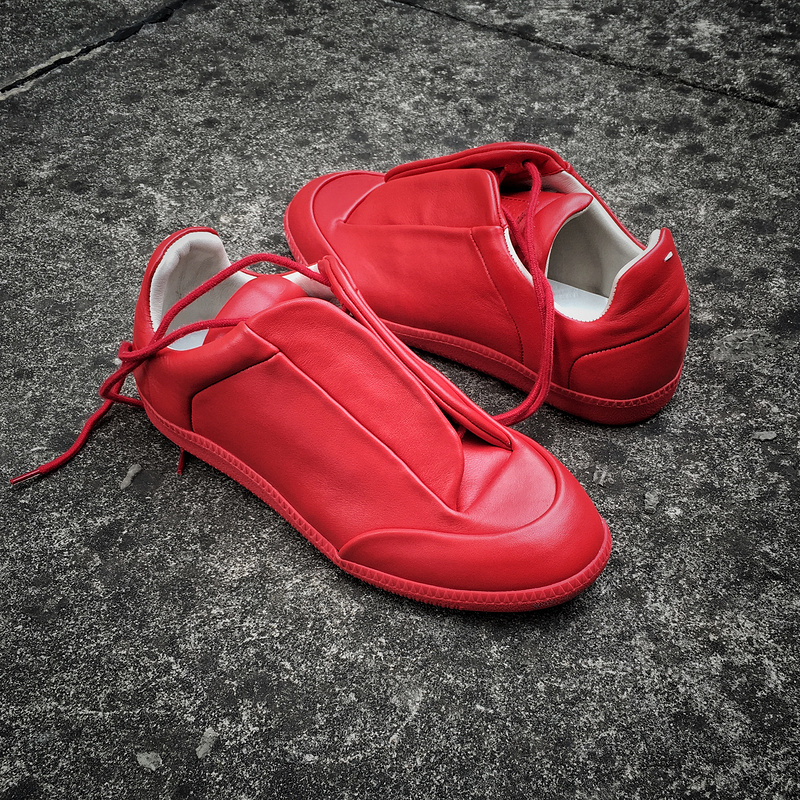 Maison Martin Margiela Red Leather Future Low-Top Sneakers