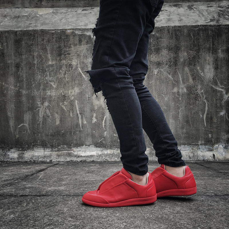 Maison Martin Margiela Red Leather Future Low-Top Sneakers