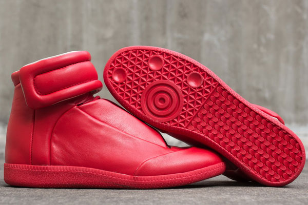 Maison Martin Margiela Red Leather Red Bottom High Top Sneaker