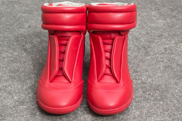 Maison Martin Margiela Red Leather Red Bottom High Top Sneaker