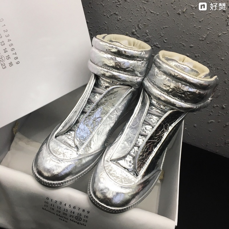 Maison Martin Margiela Silver Leather Future High-Top Sneakers