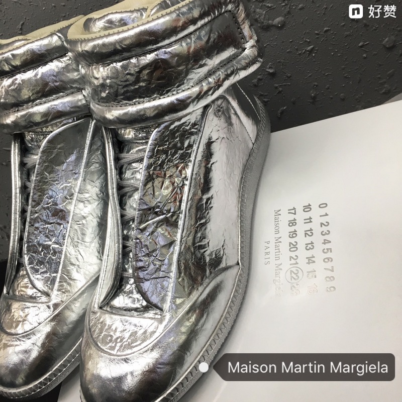 Maison Martin Margiela Silver Leather Future High-Top Sneakers