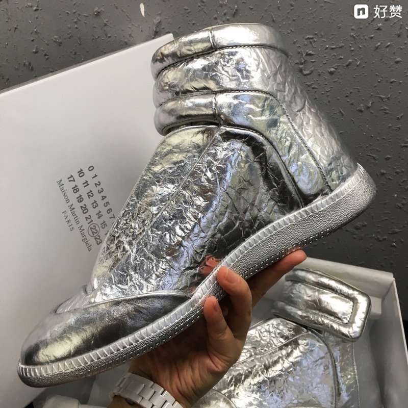 Maison Martin Margiela Silver Leather Future High-Top Sneakers