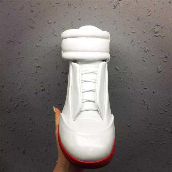 Maison Martin Margiela White Red Leather Future High-Top Sneakers