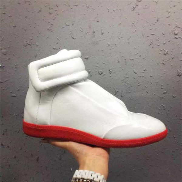 Maison Martin Margiela White Red Leather Future High-Top Sneakers