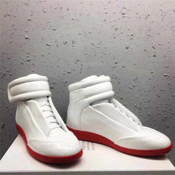 Maison Martin Margiela White Red Leather Future High-Top Sneakers