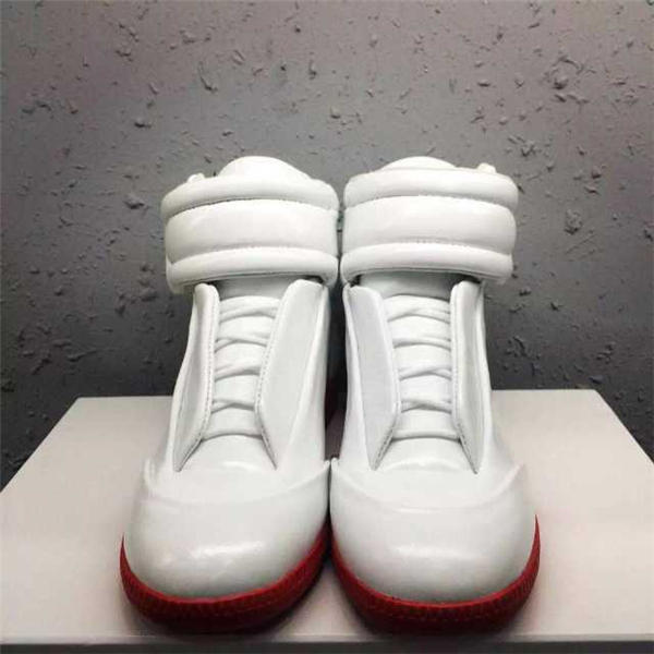 Maison Martin Margiela White Red Leather Future High-Top Sneakers