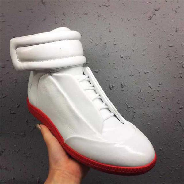 Maison Martin Margiela White Red Leather Future High-Top Sneakers