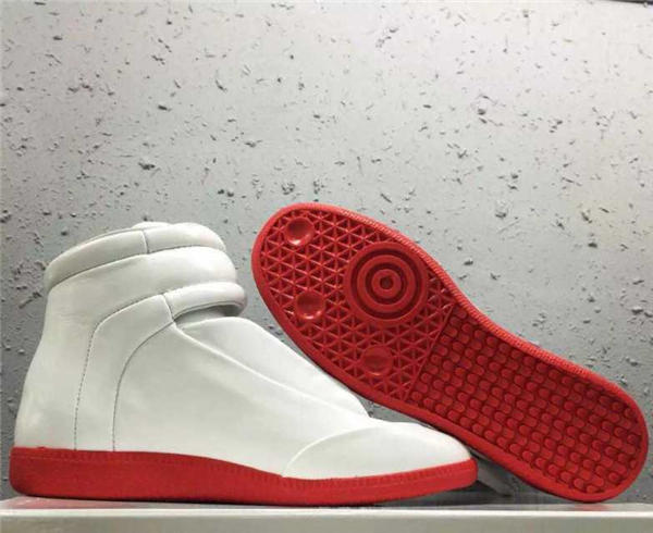 Maison Martin Margiela White Red Leather Future High-Top Sneakers