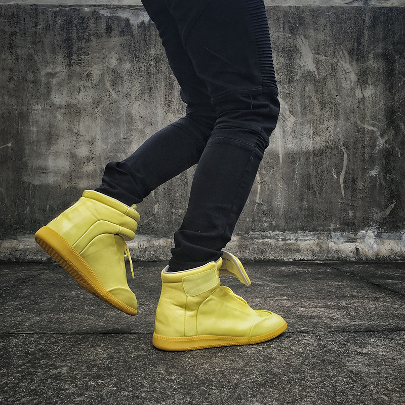 Maison Martin Margiela Yellow Leather Future High-Top Sneakers