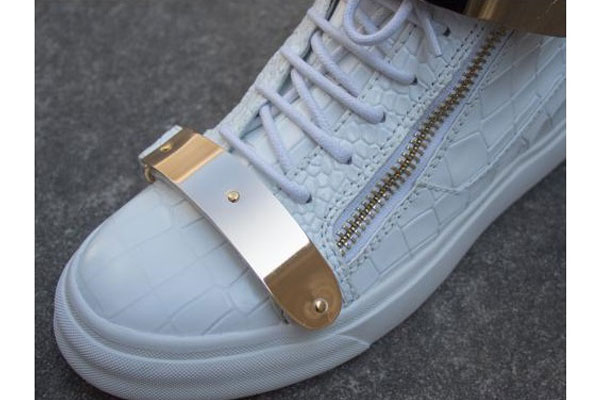 Mens Giuseppe Zanotti White Croc High Top Double Gold-Bracelet Zip Kanye Sneakers(with receipt)