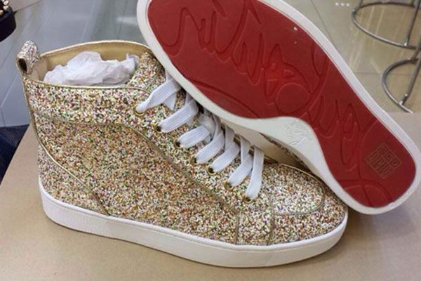 Super Max Perfect Christian Louboutin Louis Orlato Men′s Flat gloden glitter(with receipt)