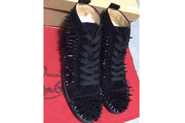 Super Max Perfect Christian Louboutin Louis Pik Pik Men′s Flat Black Nubuck