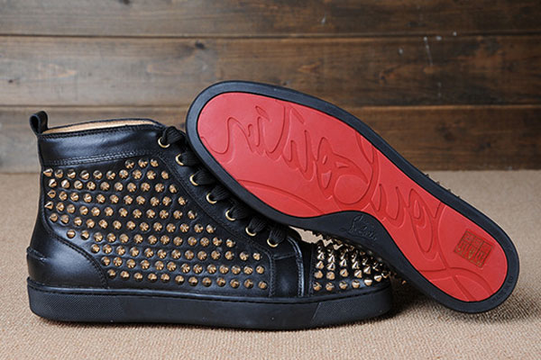 Super Max Perfect Christian Louboutin Louis Spikes Men′s Flat Black/GoldenSuper Max Perfect Christia