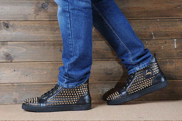 Super Max Perfect Christian Louboutin Louis Spikes Men′s Flat Black/GoldenSuper Max Perfect Christia