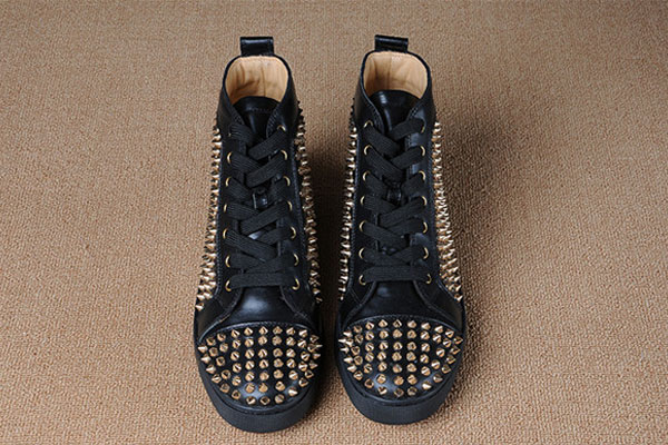 Super Max Perfect Christian Louboutin Louis Spikes Men′s Flat Black/GoldenSuper Max Perfect Christia