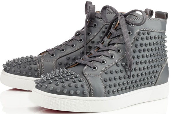 Super Max Perfect Christian Louboutin Louis Spikes Men′s Flat Grey(with receipt)